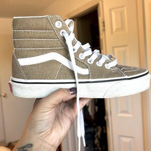 Tan/gold speckles high top Vans